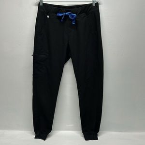 Figs Zamora Black joggers with Blue Drawstring